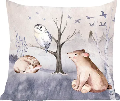 Produktbild von MuchoWow® Zierkissen Sofakissen Wohnzimmer Dekokissen 50x50 cm Tiere - Winter - Hirsche - Komfort - Sofakissen