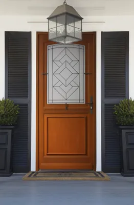 Immagine prodotto di Porta d'ingresso in legno con vetro Elma, H.215xL.90 cm, lato tavolo a sinistra, maniglia, cilindro GD MENUISERIES