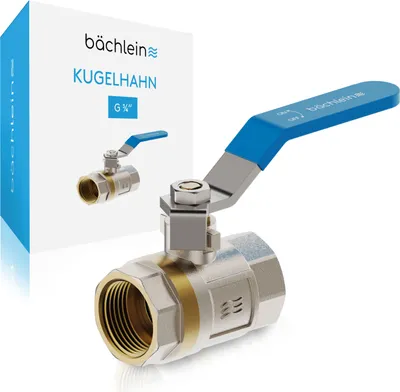 Produktbild von Bächlein Universal Kugelhahn – Kugelventil aus Messing mit Hebel-Griff und beidseitigem 3/4 Zoll Innengewinde – Absperrventil mit vollem Durchgang