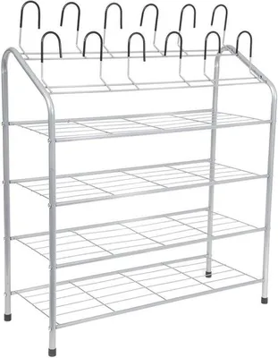 Image de Étagère à chaussures à 4 niveaux + 6 paires, hauteur 70 cm, en métal
