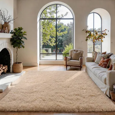 Produktbild von Hochflor Shaggy Teppich - Beige 120 x 180 cm