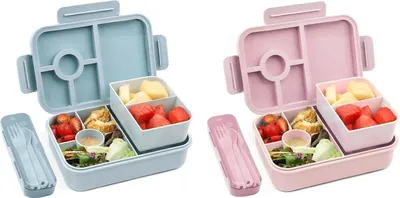Obrázok produktu pre Bugucat Lunchbox Kids 1300ML 2Set Bento Box Box na obed so súpravou príborov bez BPA Modrá/ružová