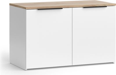 Vicco Kommode Wido, 80 x 50 cm mit 2 Türen, Weiß/Sonoma