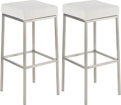 Produktbild von 2er Set Barhocker Montreal 80 Kunstleder edelstahl weiß
