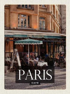 Produktbild von vianmo Holzschild 40x30 cm Paris Cafe Restaurant Bildmotiv Reisemotiv Essen Trinken