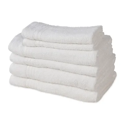 Immagine prodotto di Set di asciugamani Brielle da 6 pezzi in 100% cotone, 2 asciugamani da bagno (70x140 cm), 2 asciugamani da mano (50x100 cm), 2 asciugamani da ospite (30x50 cm), bianco