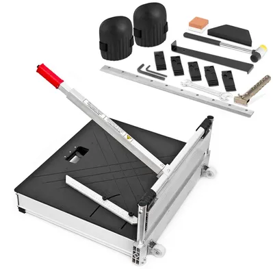 Produktbild von BAUTEC Laminatschneider 480mm Schnittbreite » Modell III » mit Telekopbügel und Rollen » inkl. 2 Klingen + Verlegeset