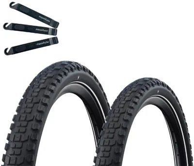 Produktbild von 2 x Schwalbe Hybrid Johnny Watts Plus Drahtreifen Double Defense GreenGuard Radial ADDIX Green E-50 Schwarz-Reflex 60-622 (29 x 2.35") inkl. Reifenheber
