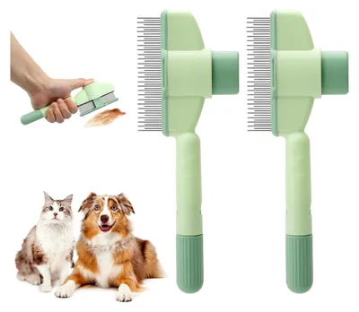 Produktbild von 2 Stück Fellblitz Bürste für Katze und Hund in Grün