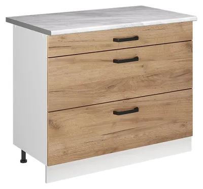 Imagen del producto de Mueble bajo de cocina Vicco R-Line Roble dorado/Blanco 100 cm encimera Mármol, Model 71502