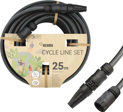Produktbild von REHAU Gartenschlauch-Set 1/2" - 25m Rolle aus recyceltem Material inkl. Armaturen