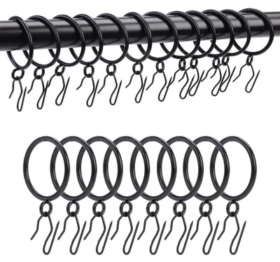 Produktbild von Gardinenringe mit Haken, Metallringe mit Ösen und Clips, Gardinenhaken, 24 Stück