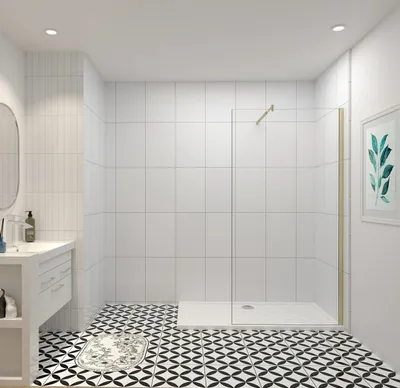 Produktbild von 100x200cm+70-120cm Stabilisator 10mm ESG Sicherheitsglas Walk in Duschwand  Duschabtrennung Rahmenfarbe: Gold