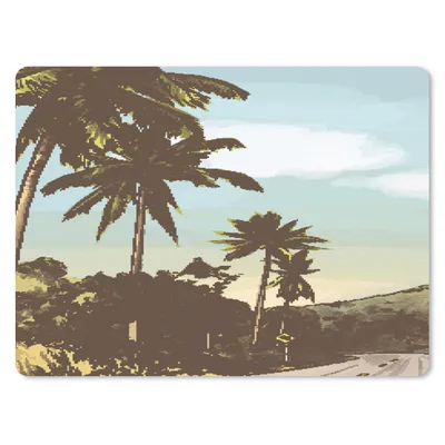 Produktbild von MuchoWow® Mauspad Mousepad Strand - Palme - Berg 40x30 cm - Mousepads - Maus Mat - Pad - Mausunterlage - Anti Rutsch