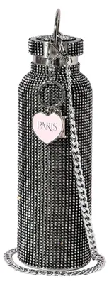 Edelstahl-Trinkflasche mit Strass, 750 ml, mit Kette