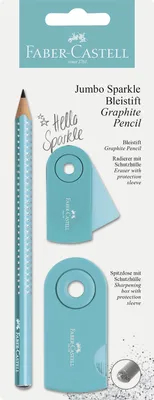 Produktbild von Faber-Castell 111676 FABER-CASTELL Schreibset Jumbo GRIP SPARKLE Pearl, türkis