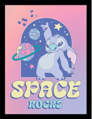 Produktbild von Lilo & Stitch - "Space Rocks" Planeten Gerahmtes Poster PM13109 (40 cm x 30 cm) (Violett/Bunt)