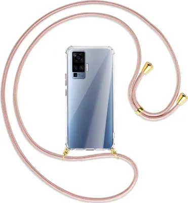 Produktbild von Handykette Backcover-Schutzhülle mit Band (Metall goldfarben) für vivo X50 Pro, X51 5G - roségold