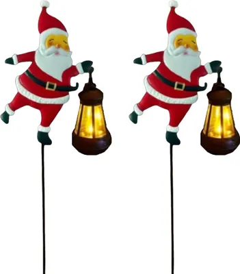 Produktbild von Weihnachts-Solar-Gartenleuchte für den Außenbereich, wasserdicht, Schneemann-/Weihnachtsmann-Motiv, Gartenwegleuchte mit Erdspieß für Hof, Rasen, Gehweg und Terrasse