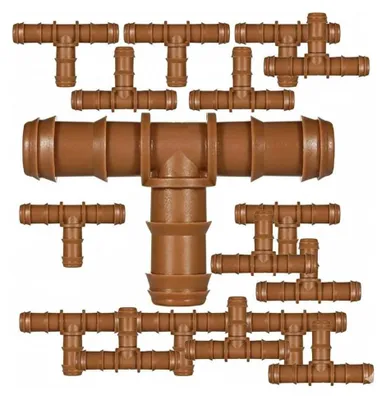 T-Stück für Tropfschlauch 16 mm, braun, 50 Stück