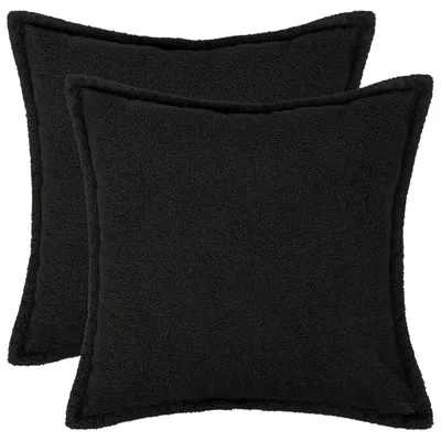 Productafbeelding van vidaXL Kussenhoezen, 2 stuks, houtlook, zwart, 45 x 45 cm, bouclé