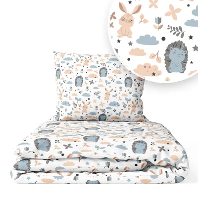 Image de Linge de lit pour enfant 90 x 120 cm, ensemble de literie en coton pour bébé 90 x 120 cm + taie d'oreiller 40 x 60 cm, pour garçons et filles, housse de couette pour tout-petits, e Oeko-Tex