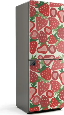 Zdjęcie produktu dla Geometryczny wzór truskawek - Magnetyczna osłona lodówki - Folia dekoracyjna magnetyczna do kuchni - Magnetyczna dekoracja lodówki - Samoprzylepna tablica magnetyczna - Folia magnetyczna na drzwi lodówki - 70x190 cm