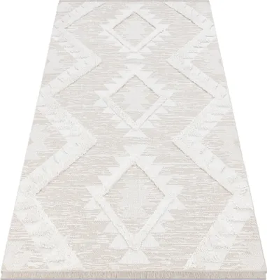 Zdjęcie produktu dla Dywan MOROC 22312 Romby Ekologiczny, EKO SIZAL frędzle - strukturalny beż / krem beżowy 117x170 cm