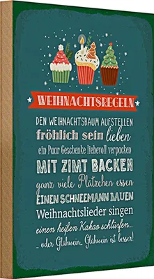 Produktbild von Holzschild Spruch 20x30cm Weihnachtsregeln