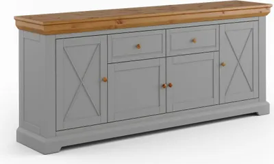 Produktbild von Kommode Marone Elite Sideboard Massivholz geölt Ausführung wählbar,200cm,grau / Kiefer Natur