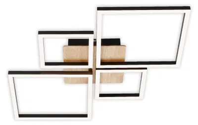 Image de Plafonnier LED BRILONER LEUCHTEN FRAME, 44 W, 4000 lm, IP20, noir, métal-plastique-bois, intensité lumineuse variable, 75 x 47 x 7,3 cm