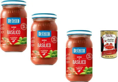 Produktbild von De Cecco Sugo al Basilico 3x200g Glas, Tomatensauce mit Basilikum Genovese DOP, authentische italienische Pasta Sauce für Nudeln + Italian Gourmet polpa
