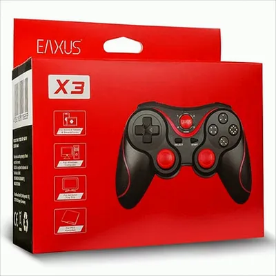 The image shows the retail packaging of a game controller.
