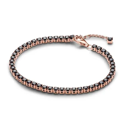 Obrázok produktu pre Tenisový náramok s čiernymi krištáľmi, kolekcia PANDORA Timeless, ružové zlato