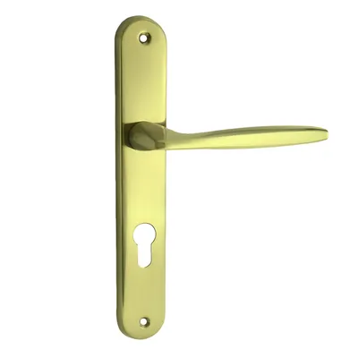 Produktbild von Domino Türgriff MIA M1 72 72 Drückergarnitur PZ - Profilzylinder Set Türklinke für Zimmertür, L-Form Türbeschläge aus Aluminium Messing Gold