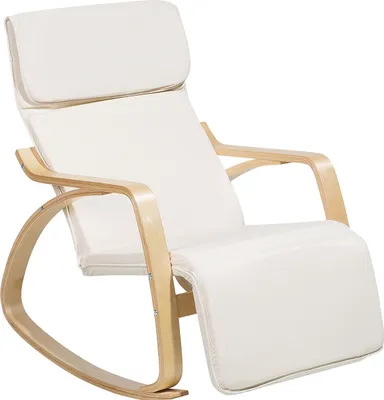 Produktbild von BELIANI Schaukelstuhl Hellbeige Polsterbezug Birkenholzbeine Wohnzimmer Kinderzimmer Elegant
