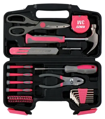 Produktbild von Kinzo Werkzeugsatz 39 Teile für den Hausgebrauch - Rosa