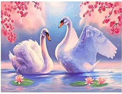 Obrázok produktu pre Diamantová mozaika "Labuť medzi ľaliami", 30x40 cm, kreatívna sada