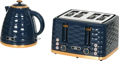 Produktbild von 2-in-1 Toaster- und Wasserkocher-Set, 7 Bräunungsstufen, Auftau- und Aufwärmfunktion, Blau