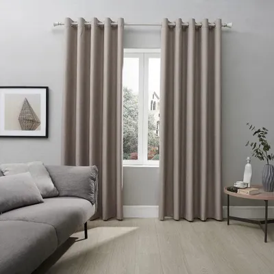 Thermo-Verdunkelungsvorhang mit Ösen, Beige, 182 x 116 cm