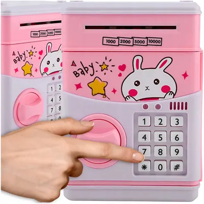 Produktbild von Elektronische Spardose für Kinder Tresor mit PIN Geldautomat Geldschein Einzug Rosa Sparschwein