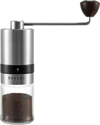 Produktbild von Manuelle Kaffeemühle mit 6 Mahlgraden, Edelstahlkonstruktion, handliche Kaffeemühle für Büro, Camping, Reisen, als Geschenk für Zuhause