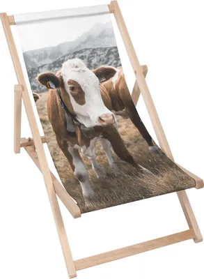 Immagine prodotto di Lettino Dreamroots pieghevole in legno, legno di faggio fino a 130 kg, lettino pieghevole con regolazione dell'inclinazione dello schienale in 3 fasi, Cow