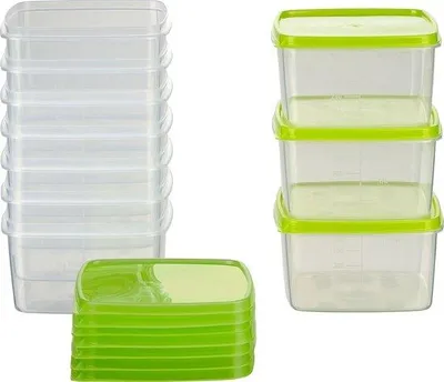Productafbeelding van Famanu set van 10 voedselcontainers - vriesbestendige containers - 0,5 liter - groen