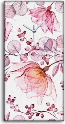 Produktbild von Wohnzimmer-Bild Leinwand Uhr Geräuschlos 30x60 Malerei Blumen Zweig Kunst - weiße Hände