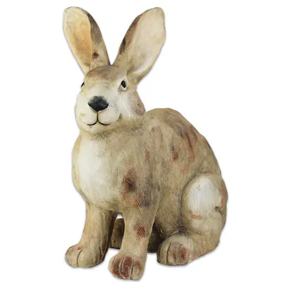 Image de Lapin de Pâques assis brun en céramique Décoration de Pâques 32x22x46cm