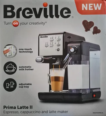 Produktbild von Breville VCF108X PrimaLatte II Kaffee- und Espressomaschine, für Kaffeepulver oder Pads geeignet, 19 Bar,  Integrierter automatischer Milchschäumer - Schwarz/Silber