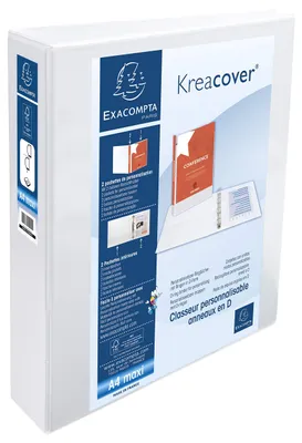 Produktbild von Exacompta Kreacover PP Ringbuch, A4, 2 D-Ringe, 75 mm Rücken, weiß