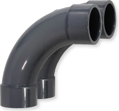 Produktbild von PVC-U Fitting T-Stück Bogen 90°, Ø 50 mm, beidseitige Klebemuffe 2er-Set