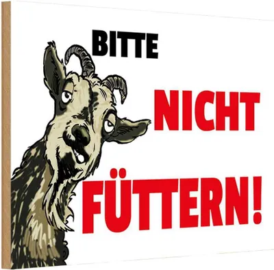 Produktbild von vianmo Holzschild 12x18 cm Tiere bitte nicht füttern Ziege Tier Haustier